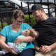 Sierra and Dustin Yoder with Bentley before the surgery. (Image: Katherine C. Cohen/Boston Children’s Hospital)